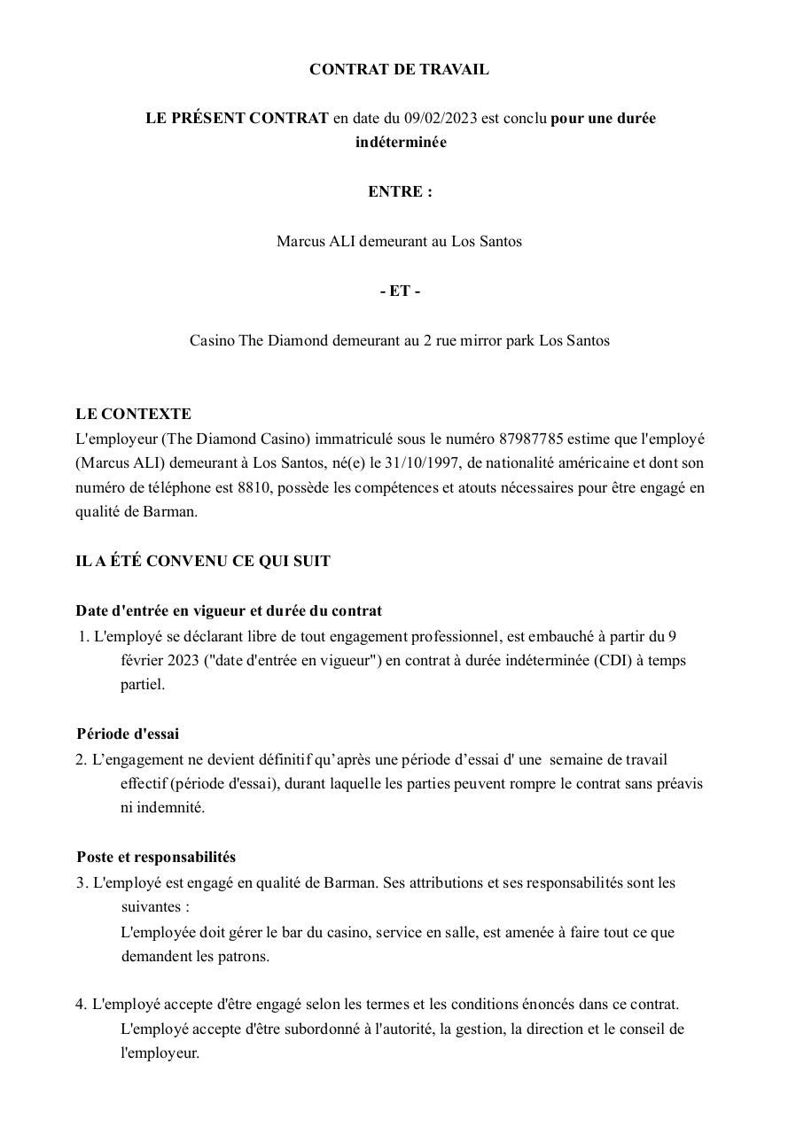 Contrat de travail Marcus ALI.pdf - page 1/6