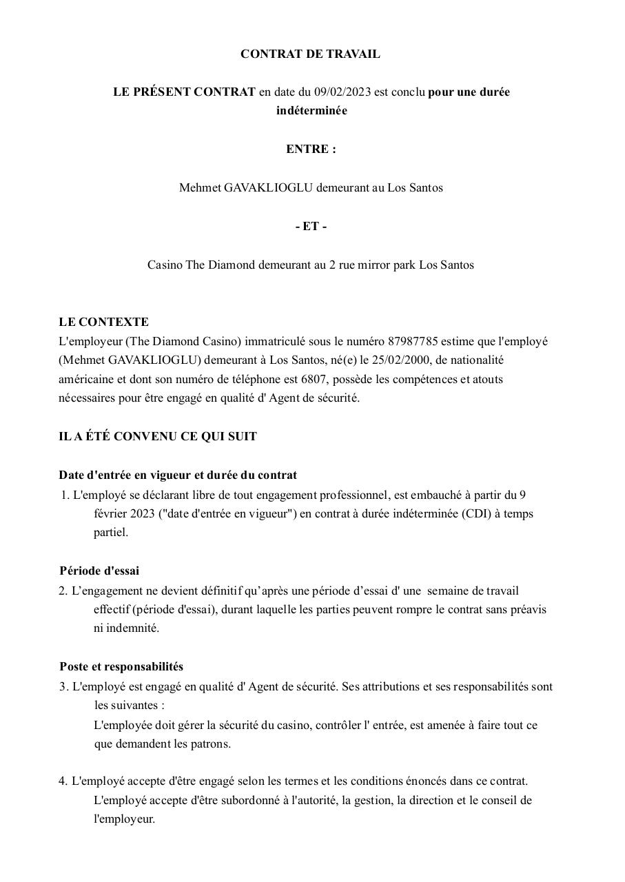 Contrat de travail Mehmet GAVAKLIOGLU.pdf - page 1/6