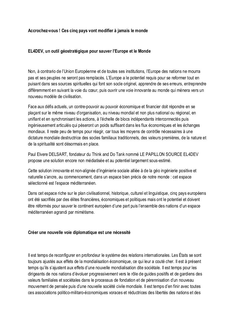 EL4DEV, un outil géostratégique pour sauver l’Europe et le monde.pdf - page 1/10