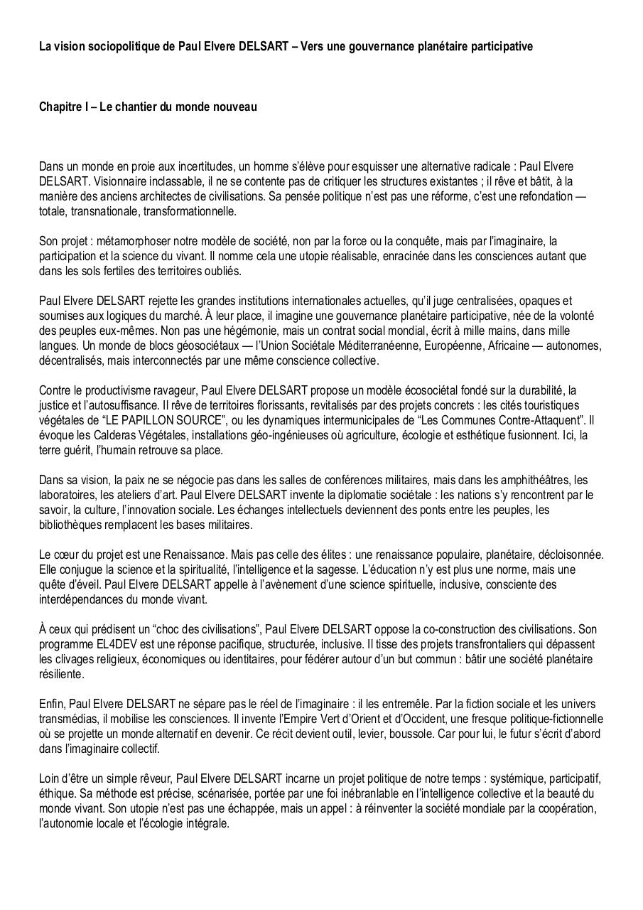 La vision sociopolitique de Paul Elvere DELSART – Vers une gouvernance planétaire participative.pdf - page 1/17