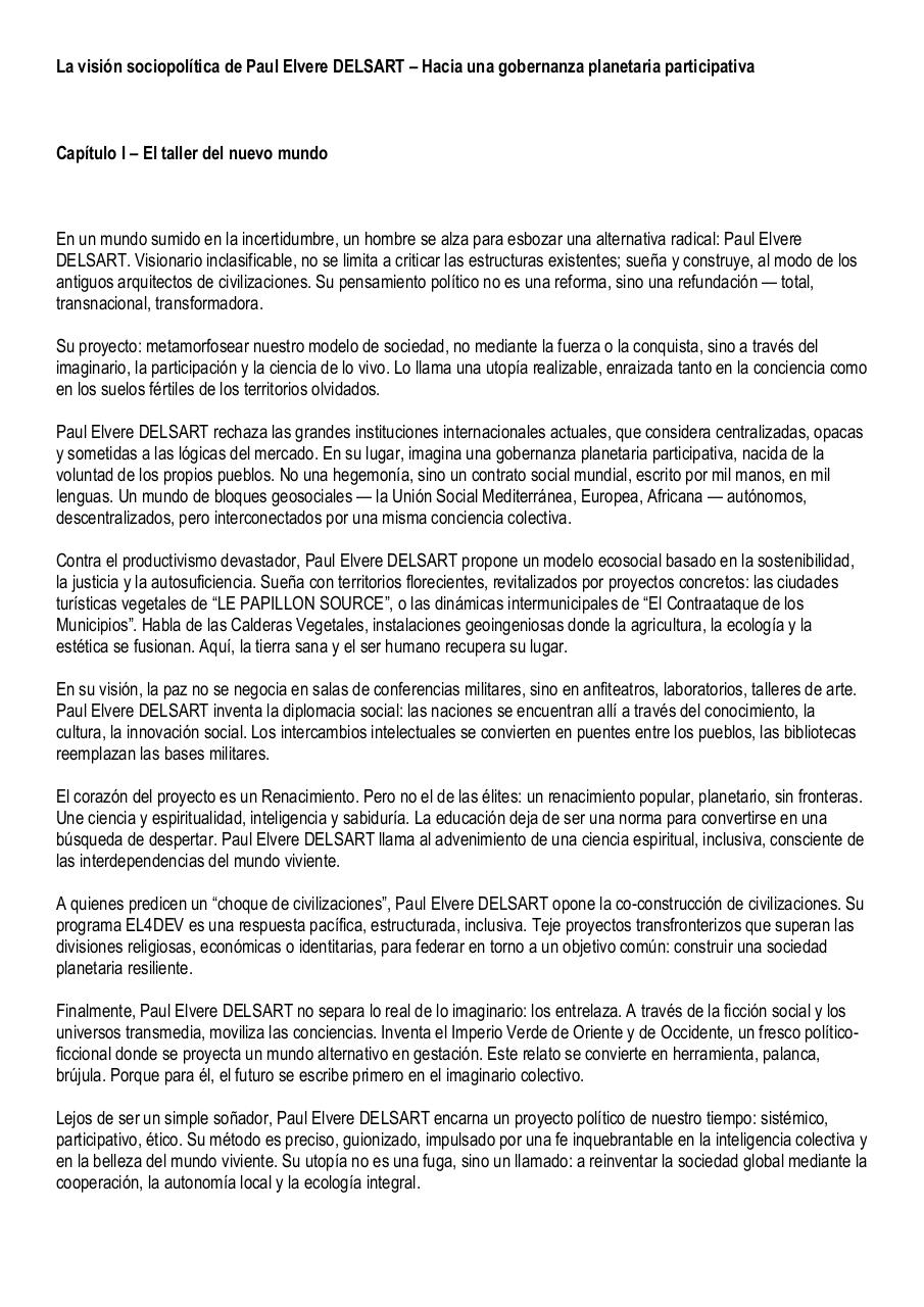 La visión sociopolítica de Paul Elvere DELSART – Hacia una gobernanza planetaria participativa.pdf - page 1/17