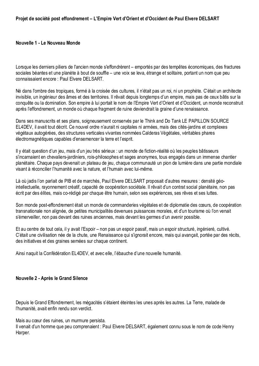 Projet de société post effondrement – L’Empire Vert d’Orient et d’Occident de Paul Elvere DELSART.pdf - page 1/5
