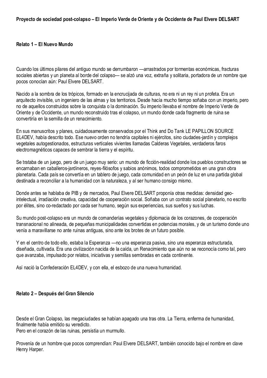 Proyecto de sociedad post-colapso – El Imperio Verde de Oriente y de Occidente de Paul Elvere DELSART.pdf - page 1/5