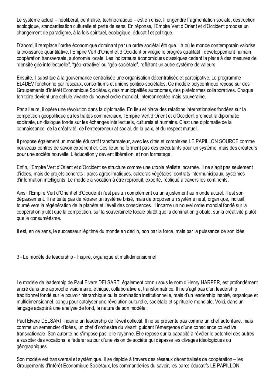 L’Empire Vert d’Orient et d’Occident ou Confédération EL4DEV se structure comme une utopie réaliste incarnée.pdf - page 2/5
