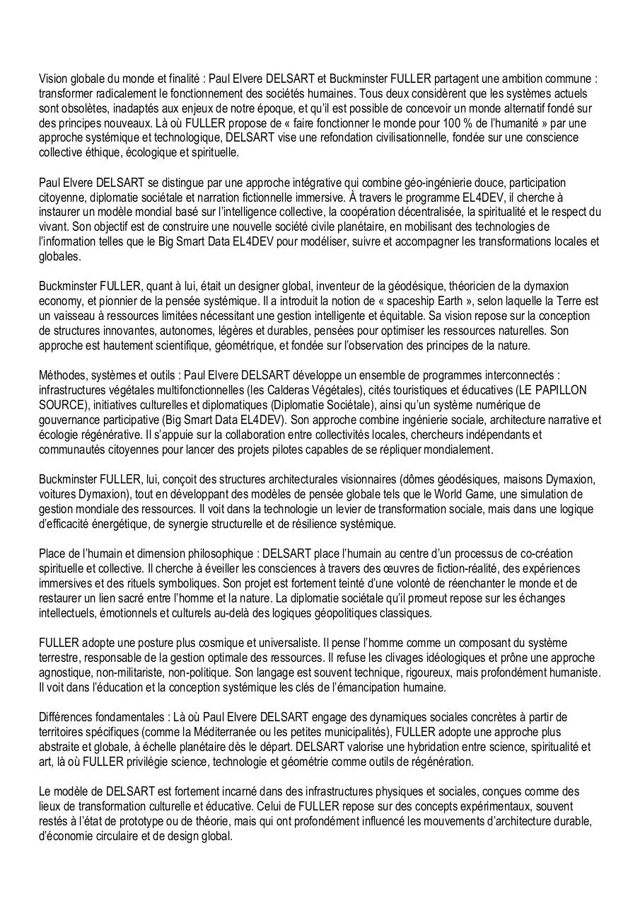 Paul Elvere DELSART comparé aux autres penseurs visionnaires et ingénieurs sociaux - Jacques FRESCO, Buckminster FULLER et Pierre RABHI.pdf - page 2/6