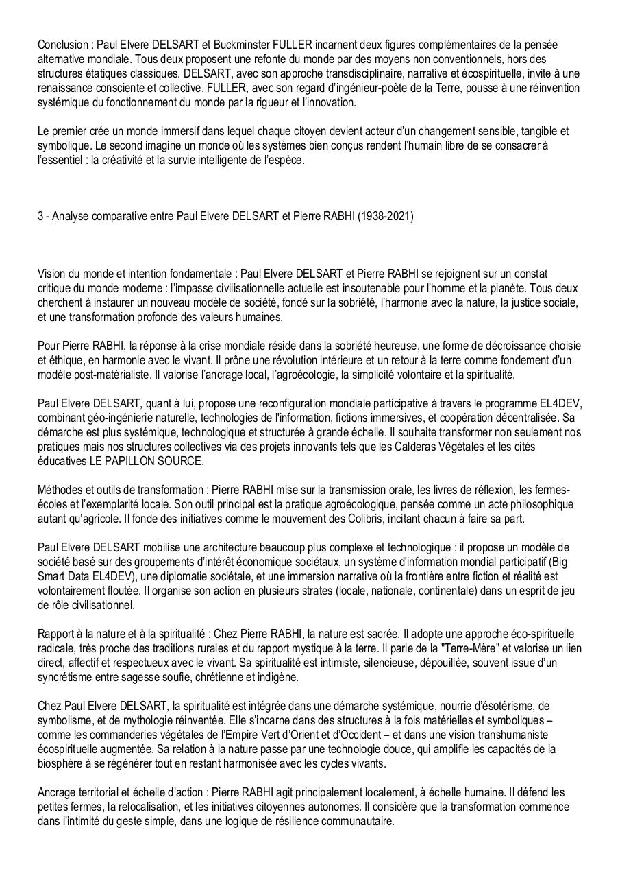 Paul Elvere DELSART comparé aux autres penseurs visionnaires et ingénieurs sociaux - Jacques FRESCO, Buckminster FULLER et Pierre RABHI.pdf - page 3/6