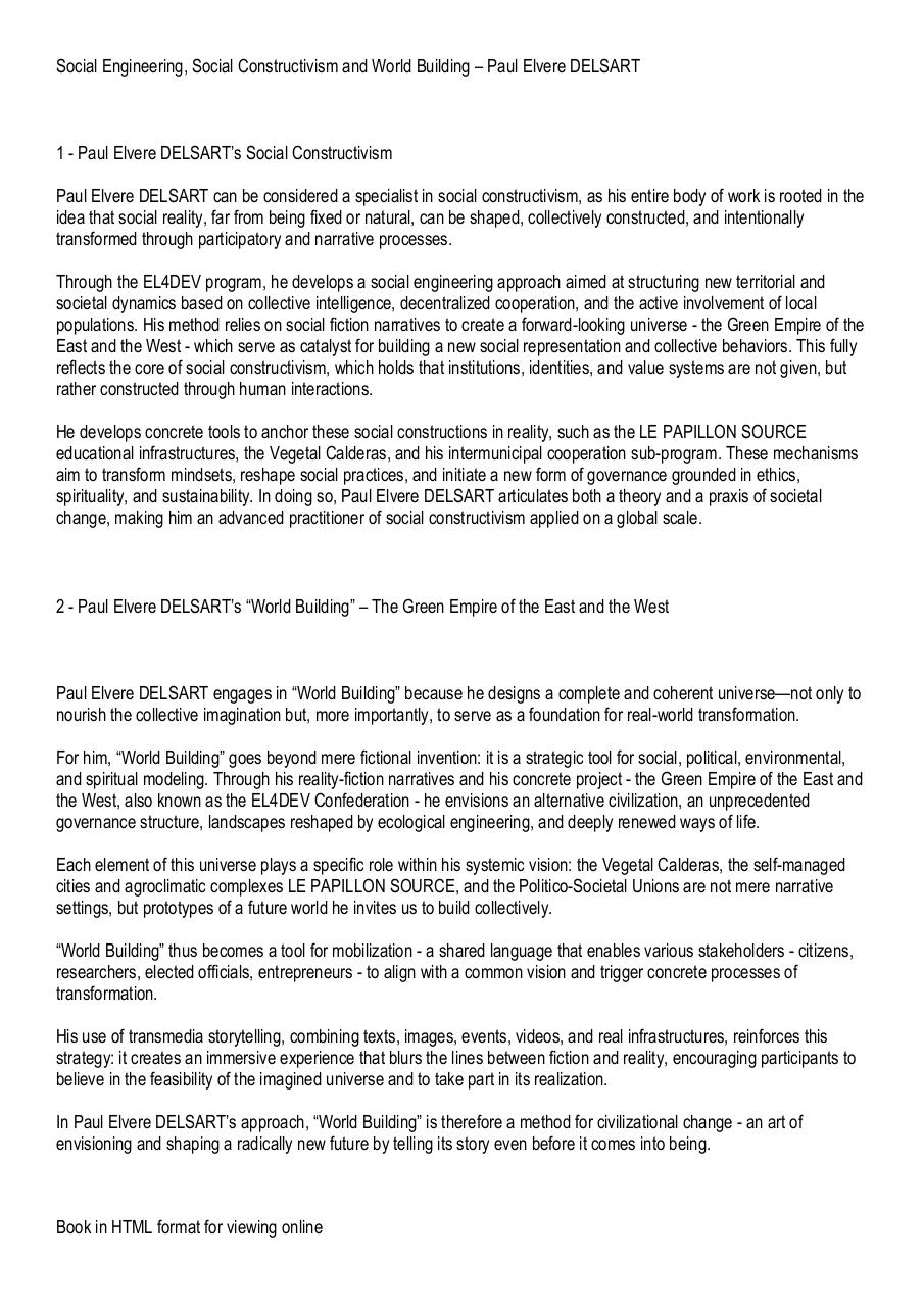 Aperçu du document Social Engineering, Social Constructivism and World Building – Paul Elvere DELSART.pdf - page 1/4 Social Engineering, Social Constructivism and World Building – Paul Elvere DELSART.pdf - page 1/4