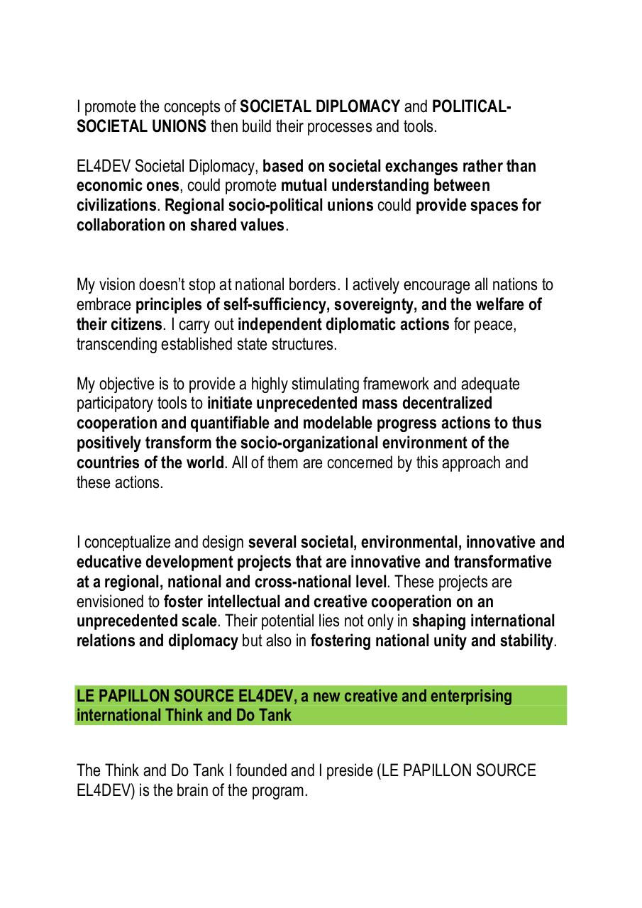 LE PAPILLON SOURCE EL4DEV - An atypical player in the Think and Do Tanks landscape - Paul Elvere DELSART.pdf - page 2/15