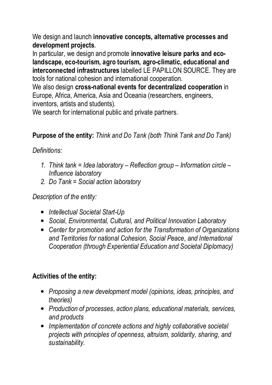 LE PAPILLON SOURCE EL4DEV - An atypical player in the Think and Do Tanks landscape - Paul Elvere DELSART.pdf - page 3/15