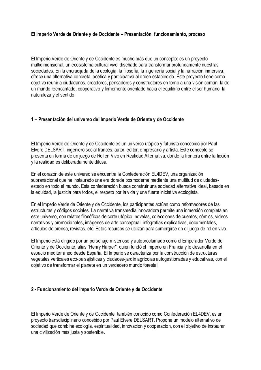 El Imperio Verde de Oriente y de Occidente – Presentación, funcionamiento, proceso - Paul Elvere DELSART.pdf - page 1/6
