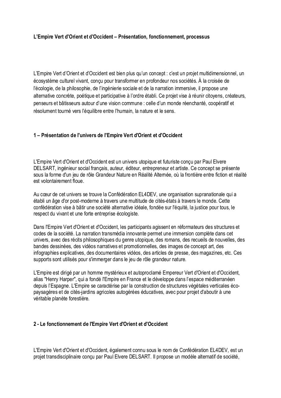L’Empire Vert d'Orient et d'Occident – Présentation, fonctionnement, processus - Paul Elvere DELSART.pdf - page 1/6