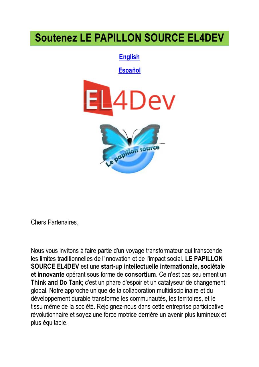 Sponsors - Soutenez the Think and Do Tank LE PAPILLON SOURCE EL4DEV.pdf - page 1/13