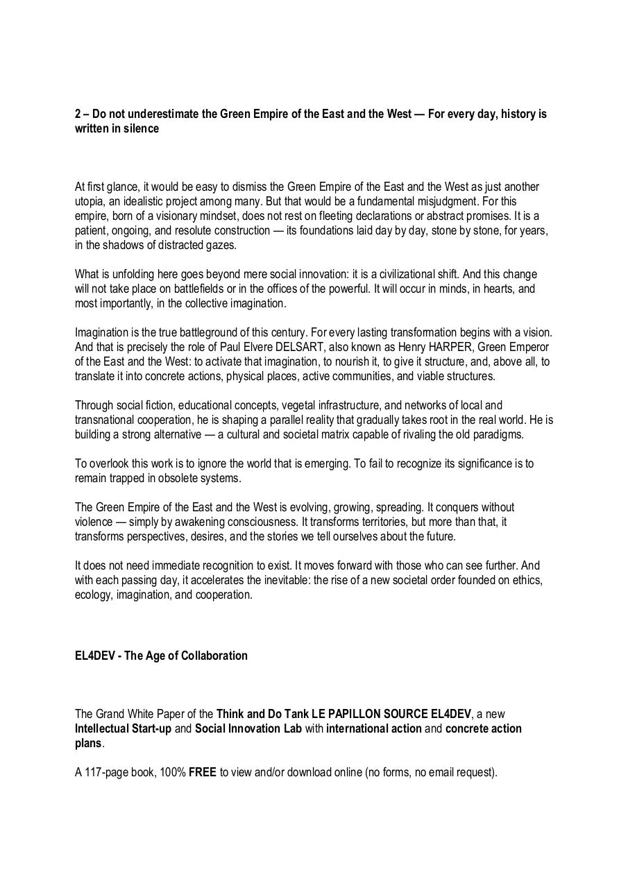 The Green Empire of the East and the West – Humanity’s last great empire, the first global project of cultural transformation – A project not to be underestimated.pdf - page 2/6