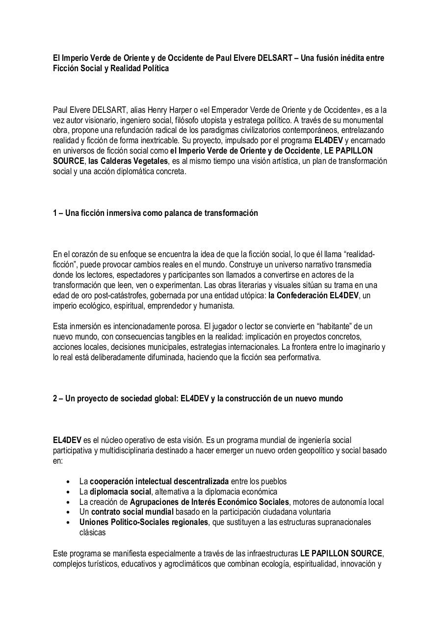 El Imperio Verde de Oriente y de Occidente de Paul Elvere DELSART – Una fusión inédita entre Ficción Social y Realidad Política.pdf - page 1/6