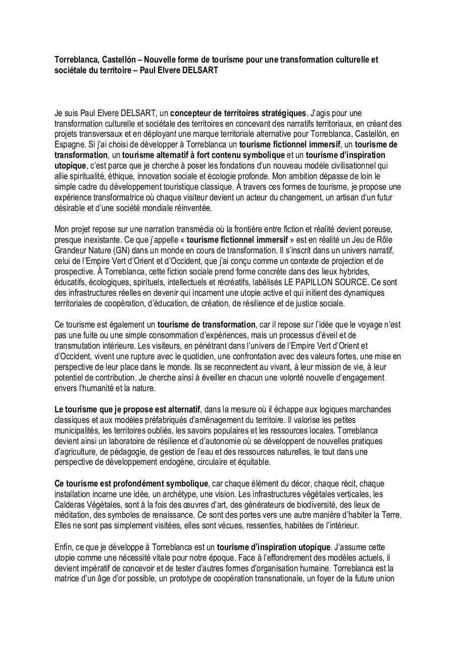 Torreblanca, Castellón – Nouvelle forme de tourisme pour une transformation culturelle et sociétale du territoire – Paul Elvere DELSART.pdf - page 1/5