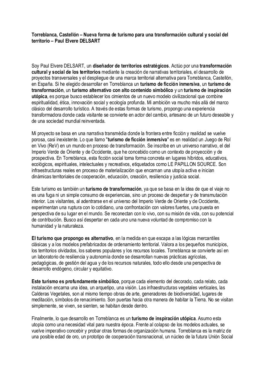 Torreblanca, Castellón – Nueva forma de turismo para una transformación cultural y social del territorio – Paul Elvere DELSART.pdf - page 1/5