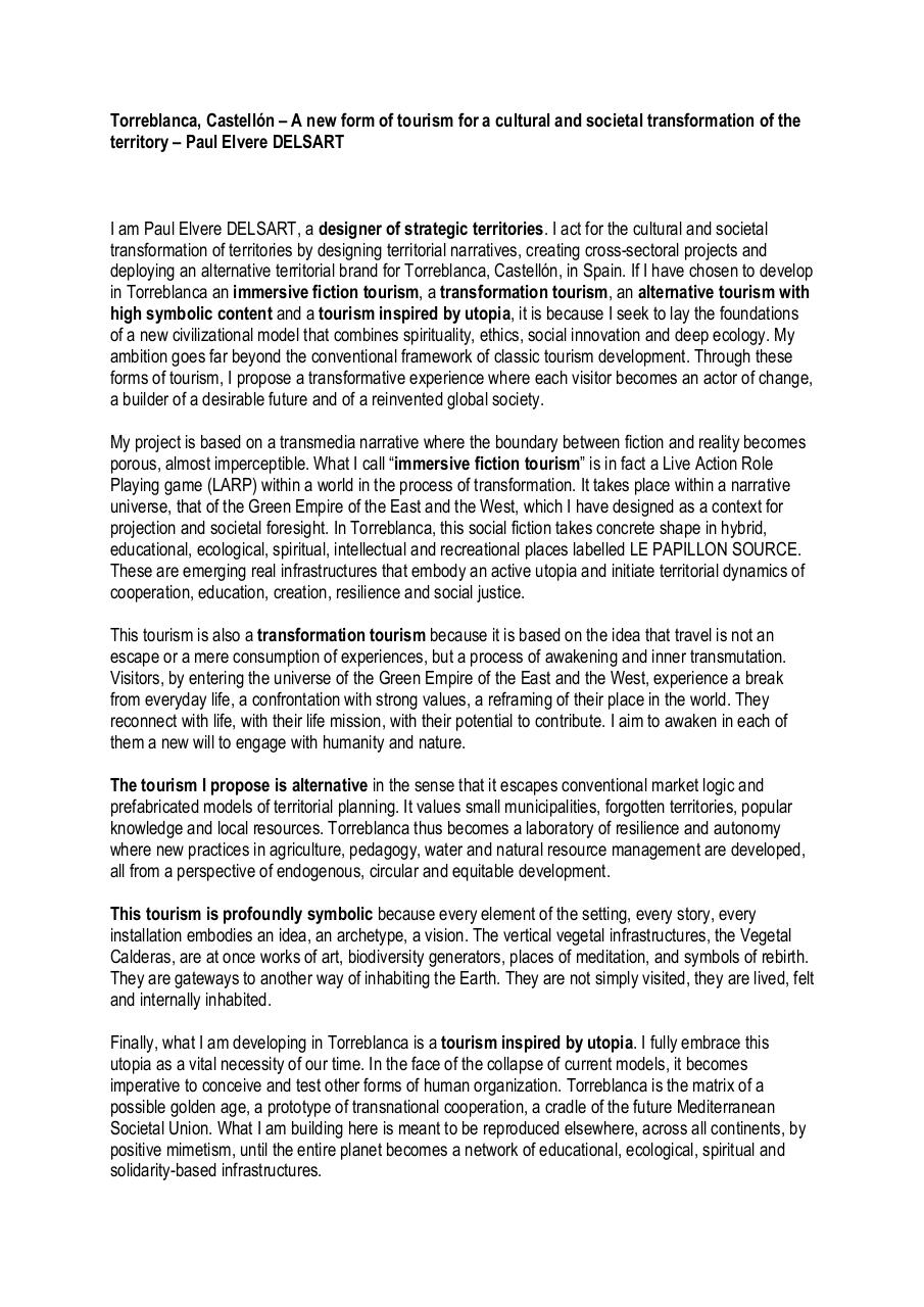 Torreblanca, Castellón – A new form of tourism for a cultural and societal transformation of the territory – Paul Elvere DELSART.pdf - page 1/5