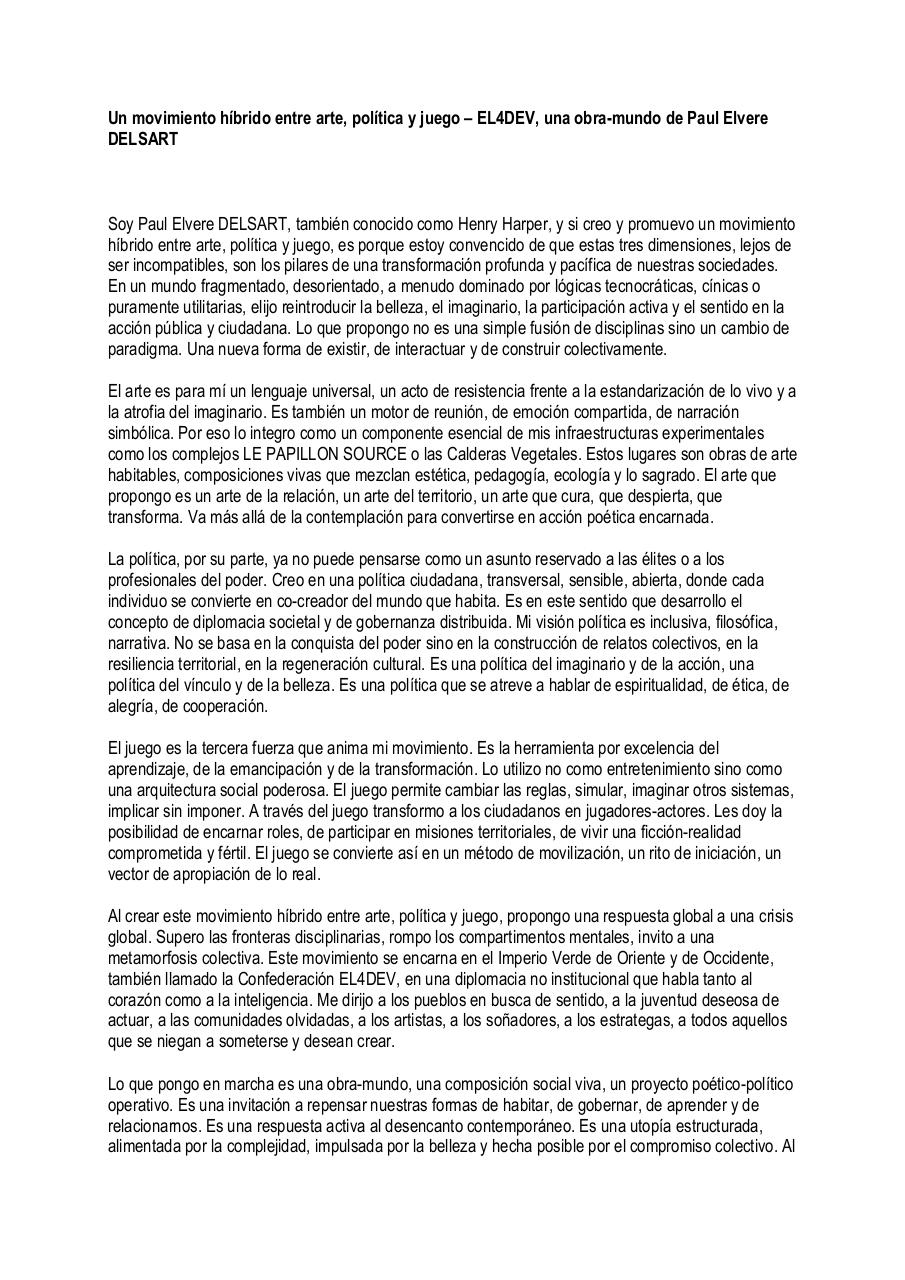 Un movimiento híbrido entre arte, política y juego – EL4DEV, una obra-mundo de Paul Elvere DELSART.pdf - page 1/5
