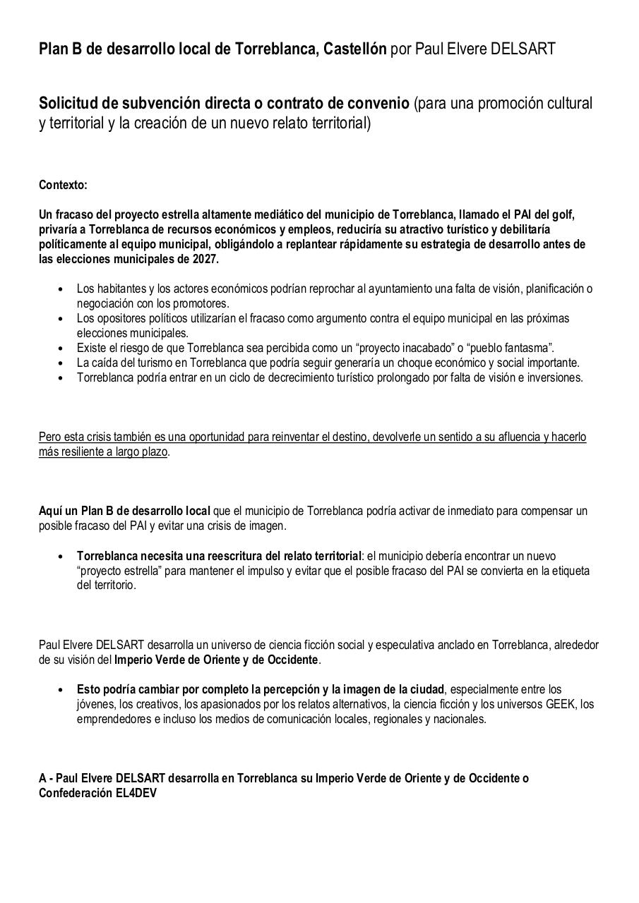 Plan B de desarrollo local de Torreblanca, Castellón por Paul Elvere DELSART.pdf - page 1/10