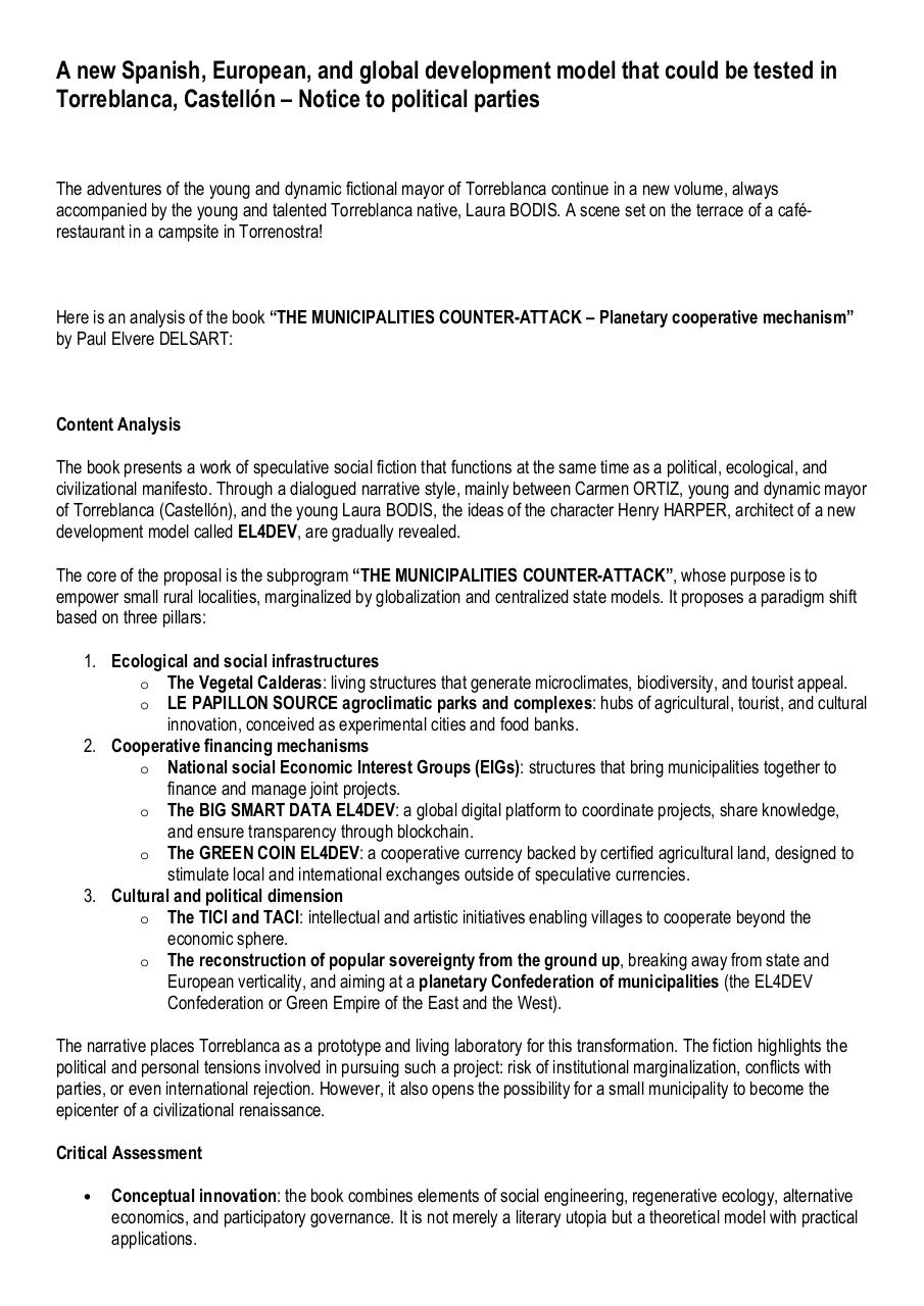 A new Spanish, European, and global development model that could be tested in Torreblanca, Castellón – Notice to political parties.pdf - page 1/6