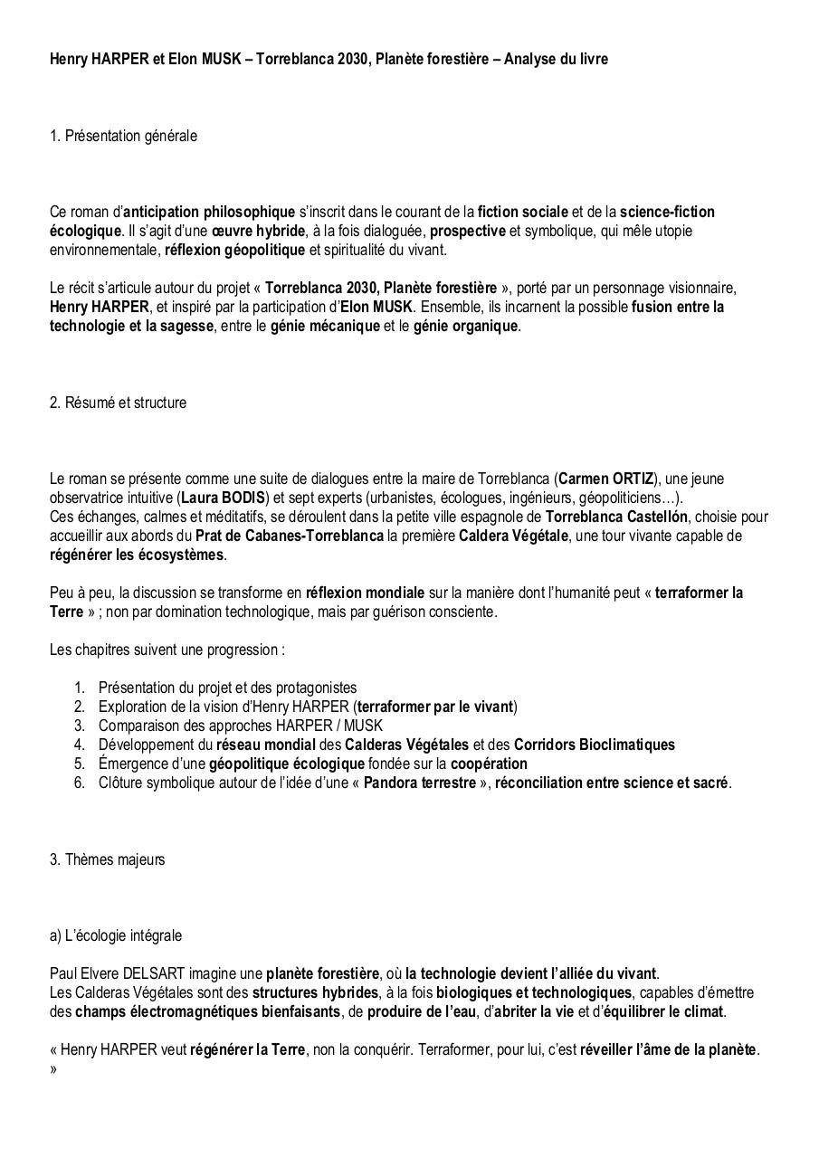 Henry HARPER et Elon MUSK – Torreblanca 2030, Planète forestière – Analyse du livre.pdf - page 1/7