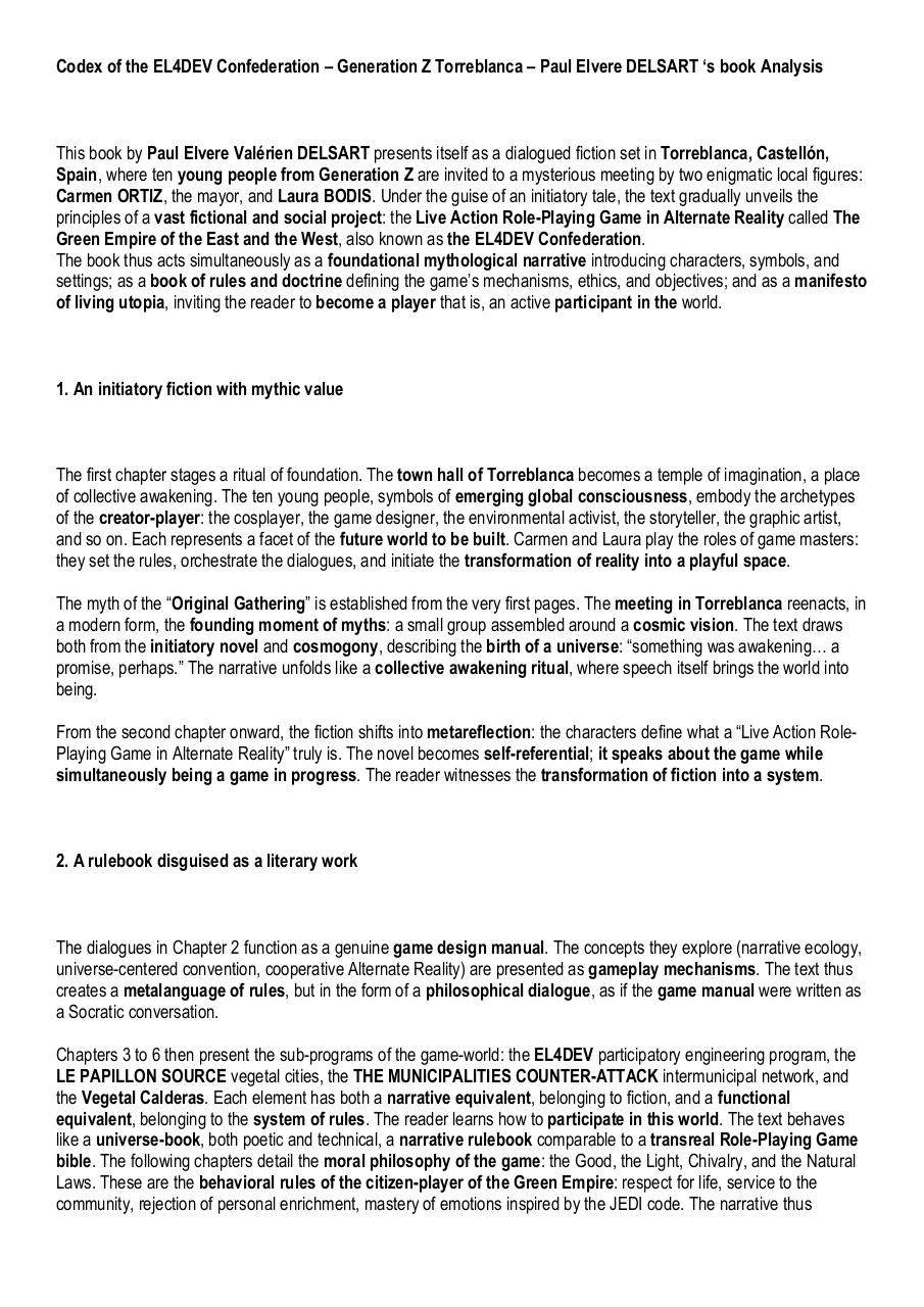 Codex of the EL4DEV Confederation – Generation Z Torreblanca – Paul Elvere DELSART's book analysis.pdf - page 1/3