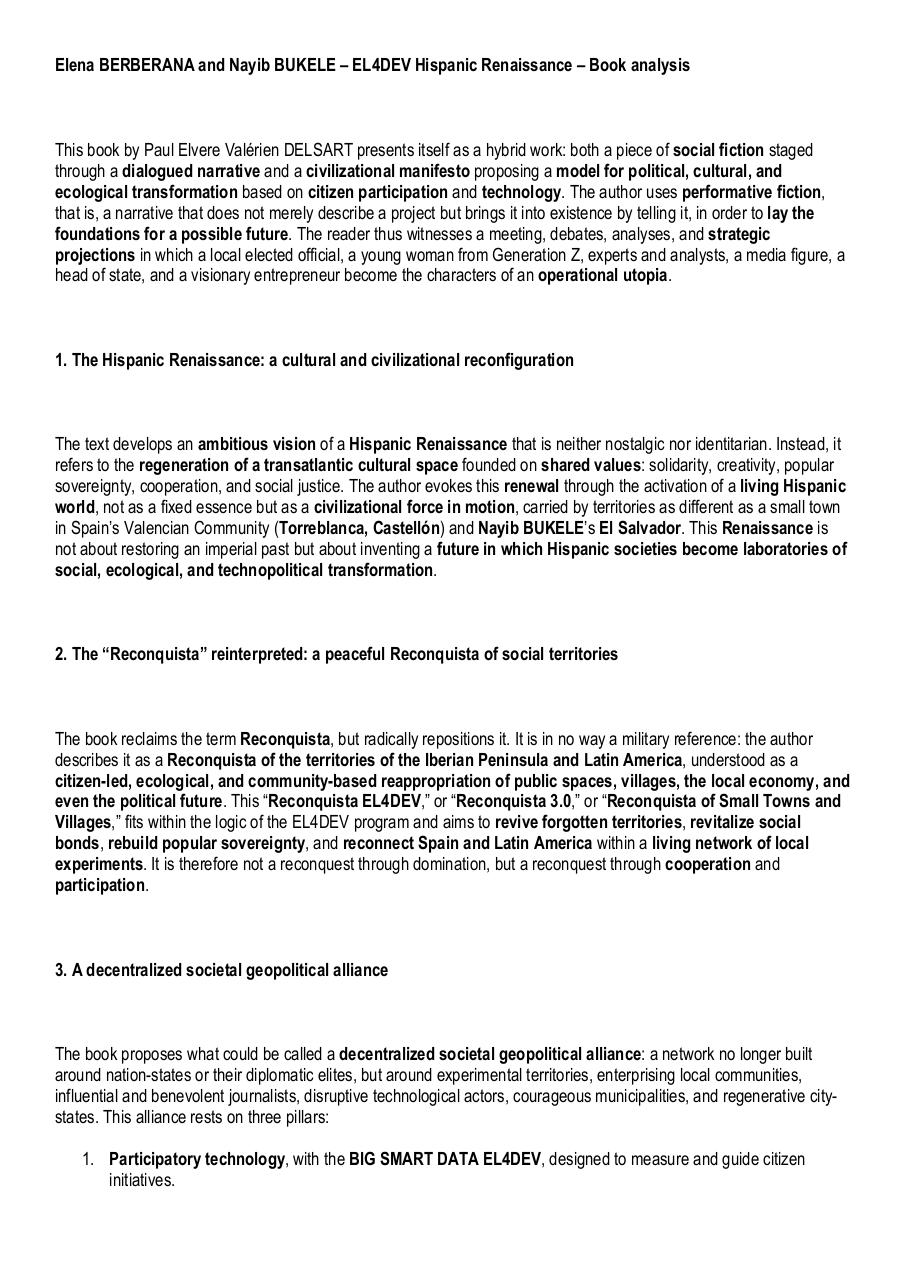 Elena BERBERANA and Nayib BUKELE – EL4DEV Hispanic Renaissance – Book analysis.pdf - page 1/7