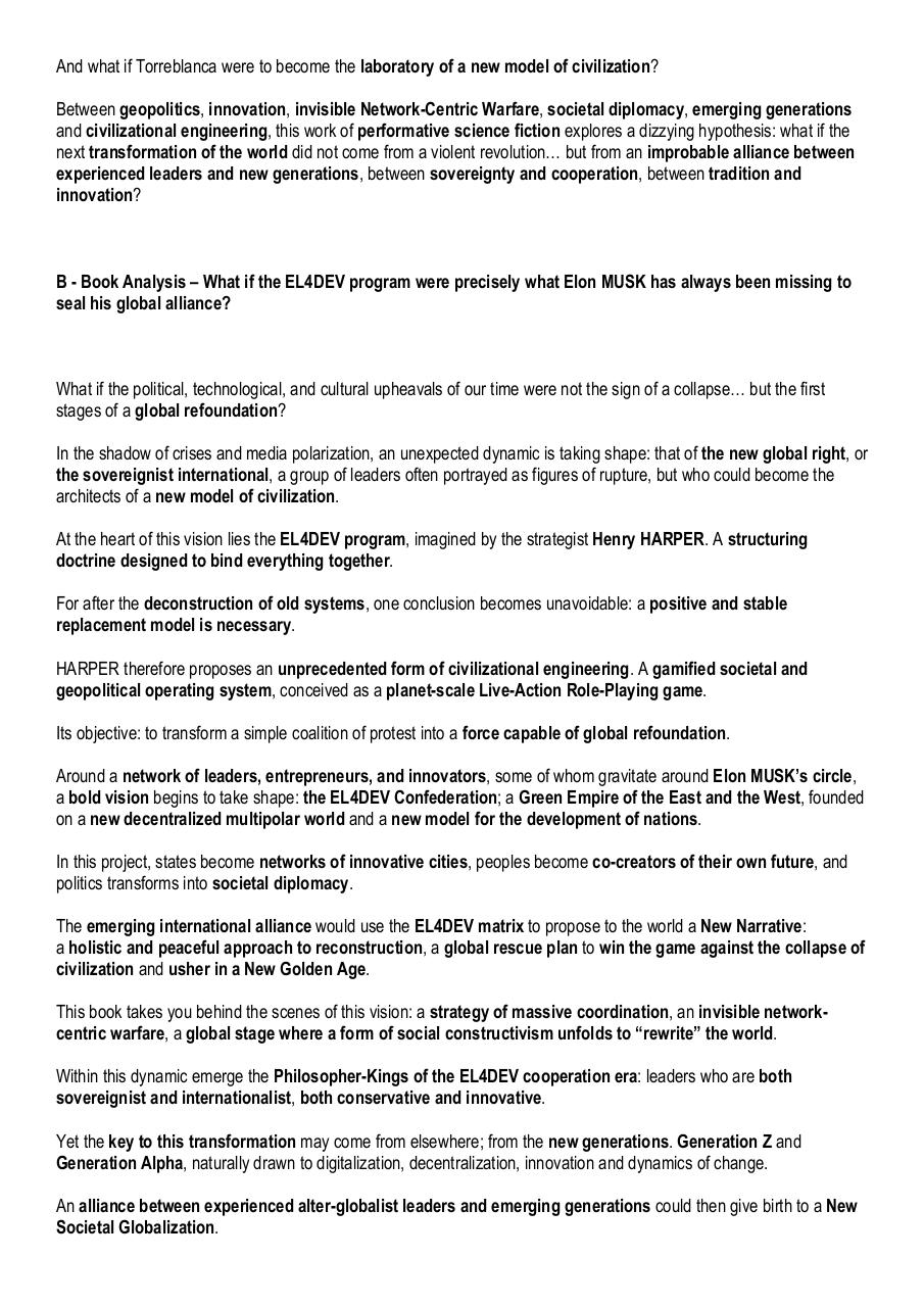 Elon MUSK, Giorgia MELONI, Nayib BUKELE, Javier MILEI, Viktor ORBÁN – The global alliance EL4DEV of the Philosopher-Kings – Analysis of Paul Elvere DELSART’s book.pdf - page 2/3