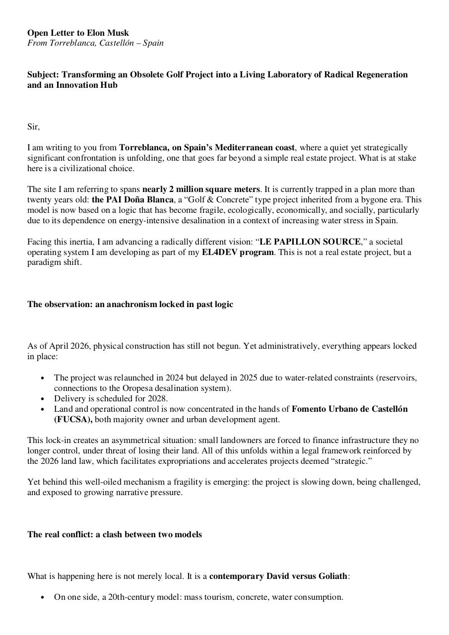 Open Letter from Paul Elvere DELSART to Elon Musk.pdf - page 1/8