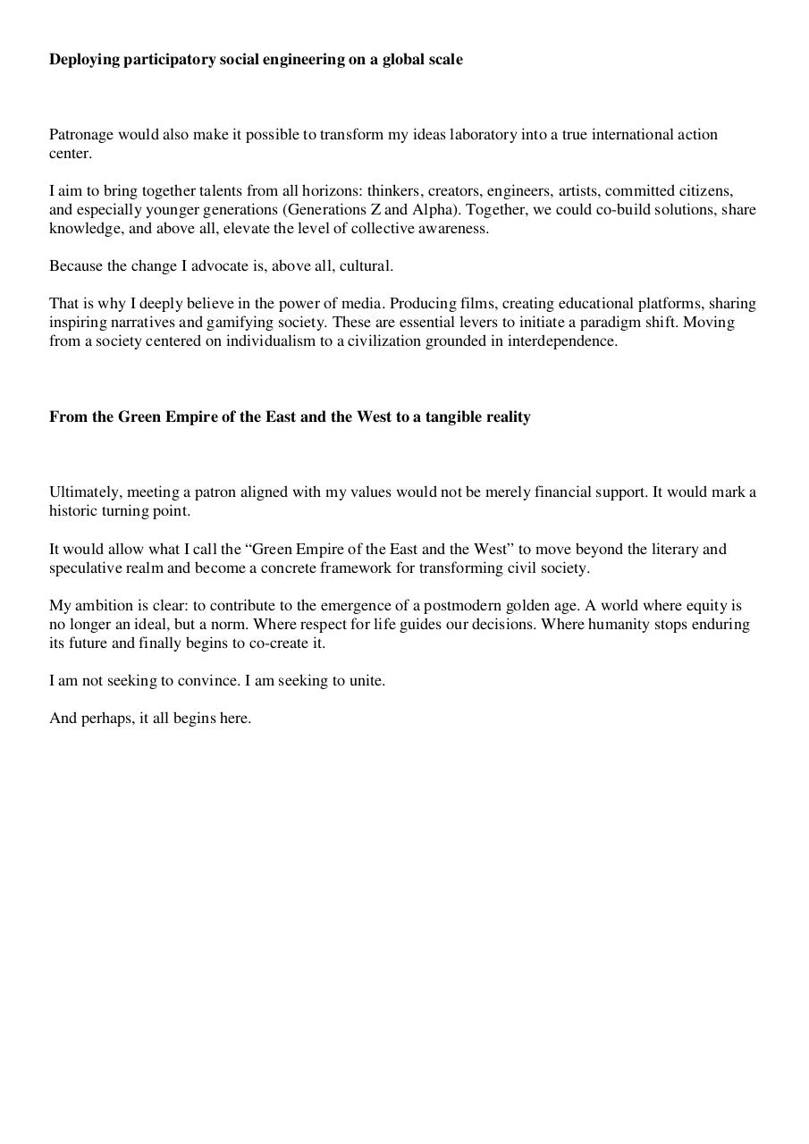 The objective of Paul Elvere DELSART – Finding a major patron with a disruptive vision.pdf - page 2/8