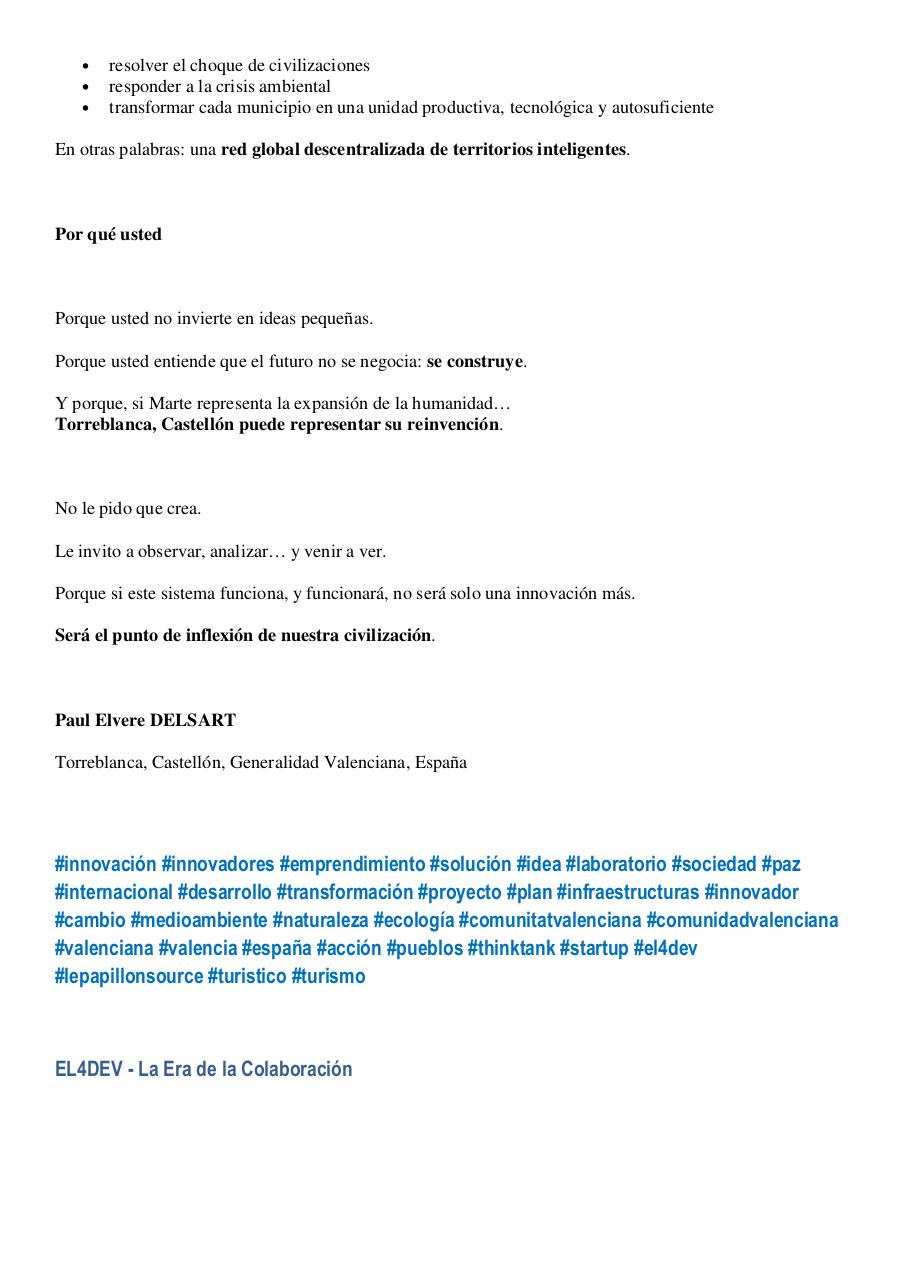 Carta abierta a Elon Musk para invertir en Torreblanca, Castellón, España - Paul Elvere DELSART.pdf - page 4/10