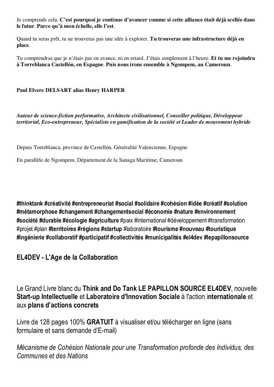 Lettre ouverte adressée à Elon MUSK – Ancrage d’un système d’exploitation sociale mondiale et lancement d’un nouveau système monétaire planétaire à Torreblanca Castellón, Espagne et à NGOMPEM, Cameroun.pdf - page 4/8