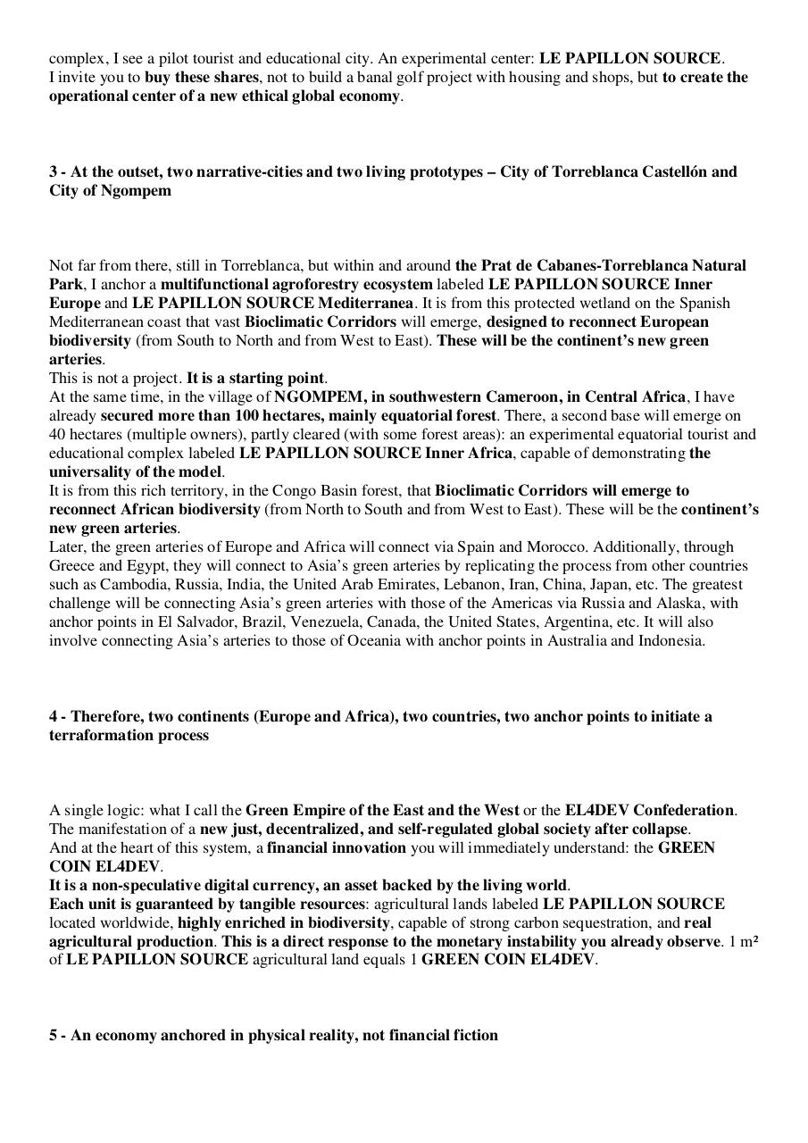 Open letter addressed to Elon MUSK – Anchoring a global social operating system and launching a new planetary monetary system in Torreblanca Castellón, Spain and in NGOMPEM, Cameroon.pdf - page 2/8
