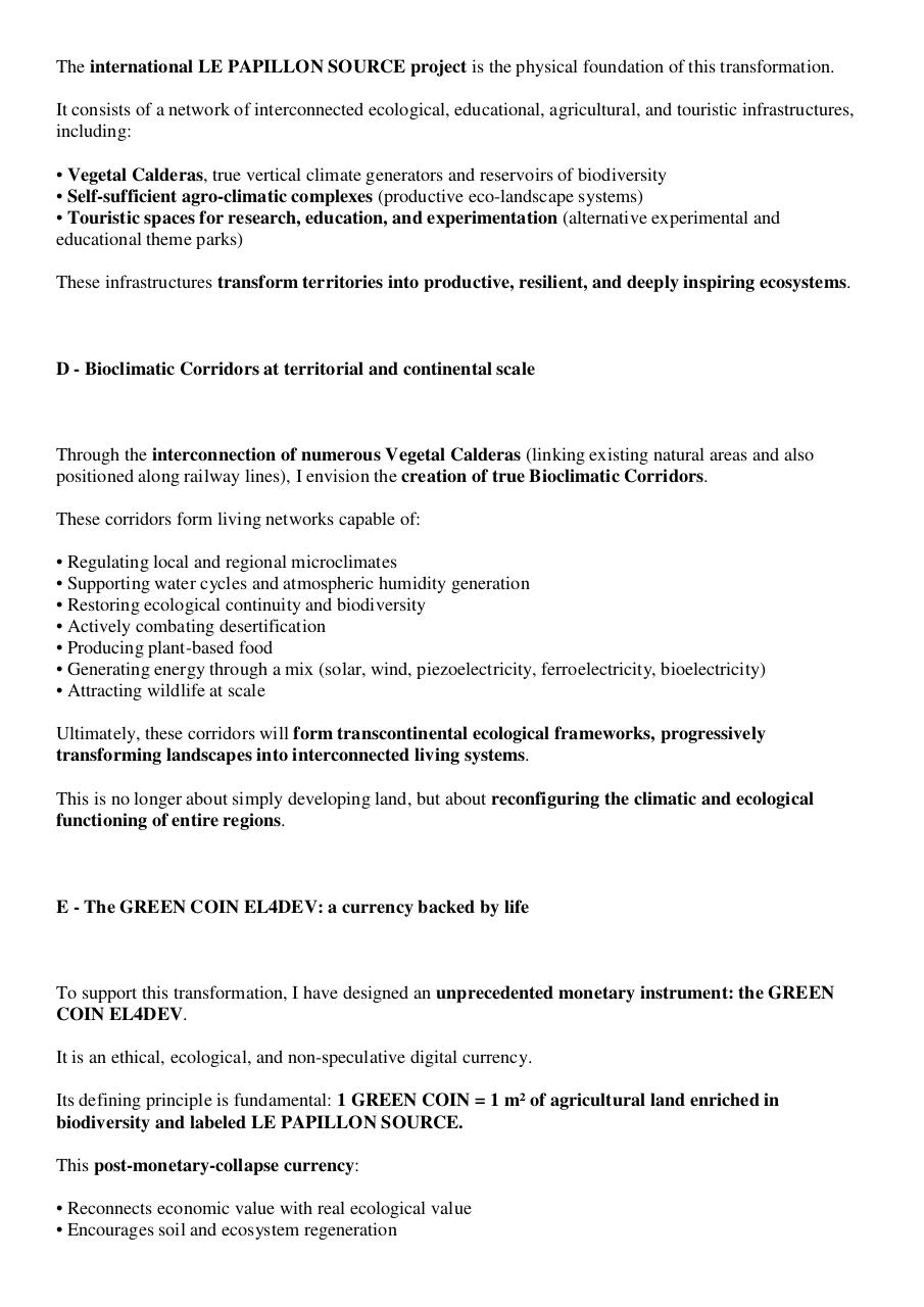 Open letter to Elon Musk – The networked City-State and LE PAPILLON SOURCE, a new civilizational model to be experimented in Torreblanca, Castellón, Spain and in Ngompem, Cameroon – Transformation of the Doña Blanca Golf P.pdf - page 2/11