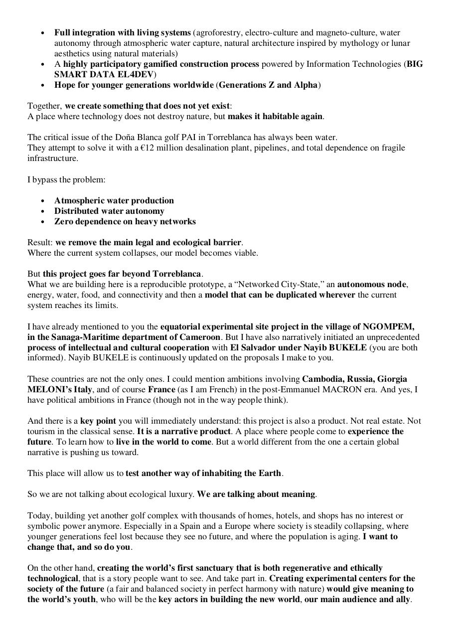 Open Letter to Elon Musk – Why invest in Spain, in Torreblanca, Castellón, Valencian Community – PAI Doña Blanca – Post-urban system - Paul Elvere DELSART.pdf - page 2/8