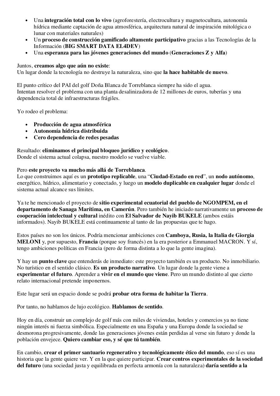 Carta abierta a Elon Musk – Por qué invertir en España, en Torreblanca, Castellón, Comunidad Valenciana – PAI Doña Blanca – Sistema posturbano - Paul Elvere DELSART.pdf - page 2/8