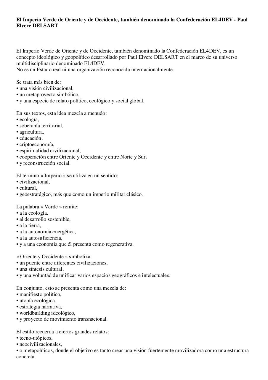 El Imperio Verde de Oriente y de Occidente, también denominado la Confederación EL4DEV - Paul Elvere DELSART.pdf - page 1/6